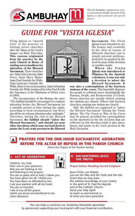 prayer guide for visita iglesia tagalog